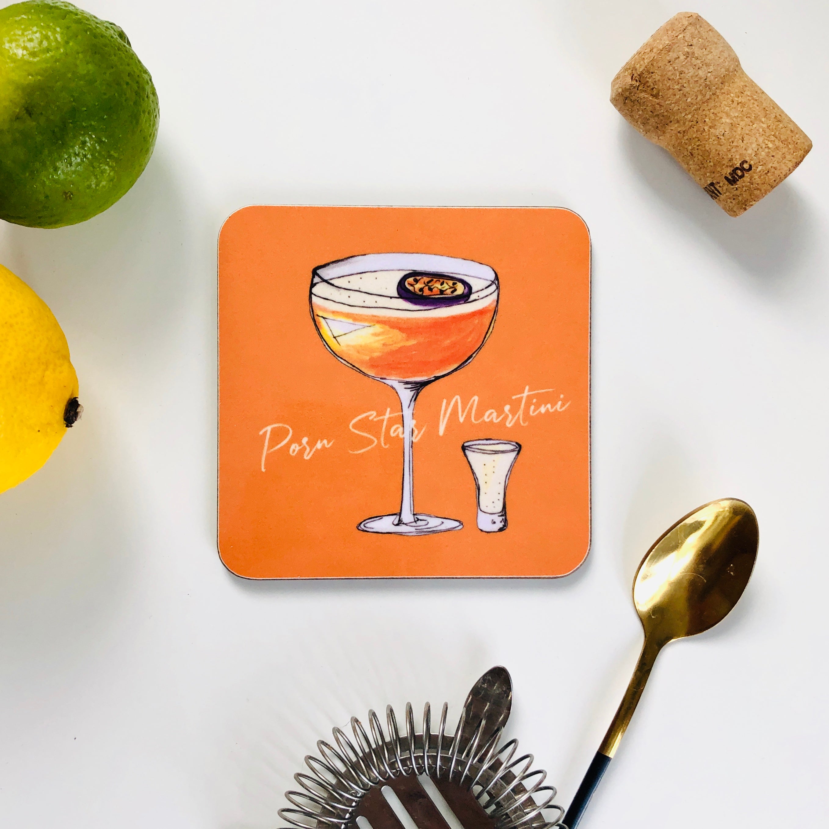 Porn star martini illustrated drinks coaster – Fond Company