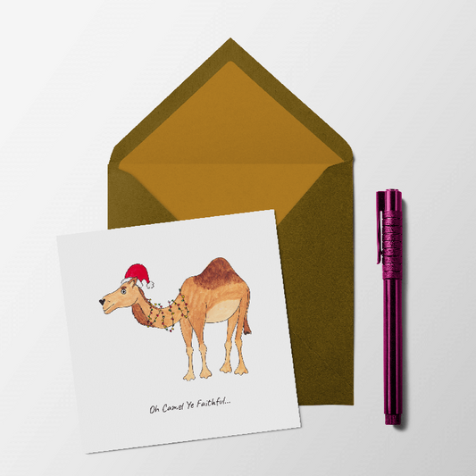 Camel ye faithful funny camel Christmas card