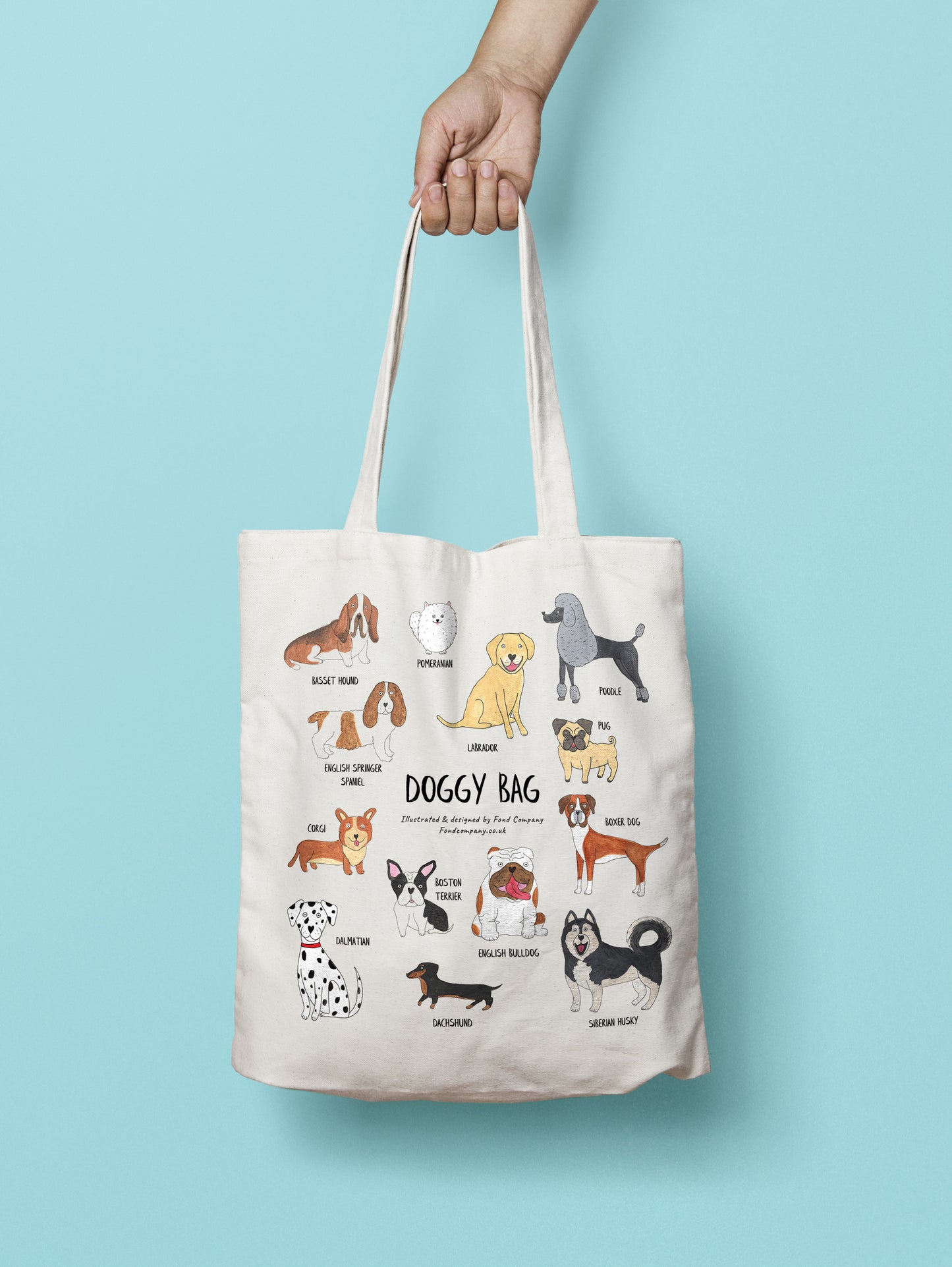 Doggy bag - illustrated Dog tote bag