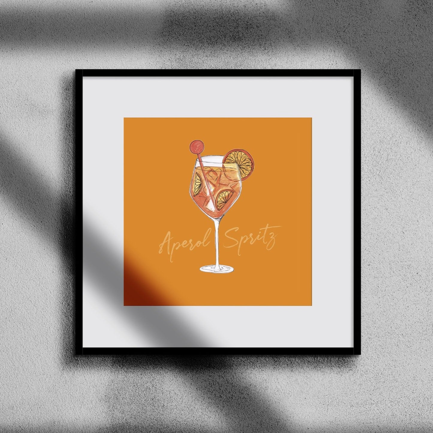Aperol Spritz illustration square cocktail print
