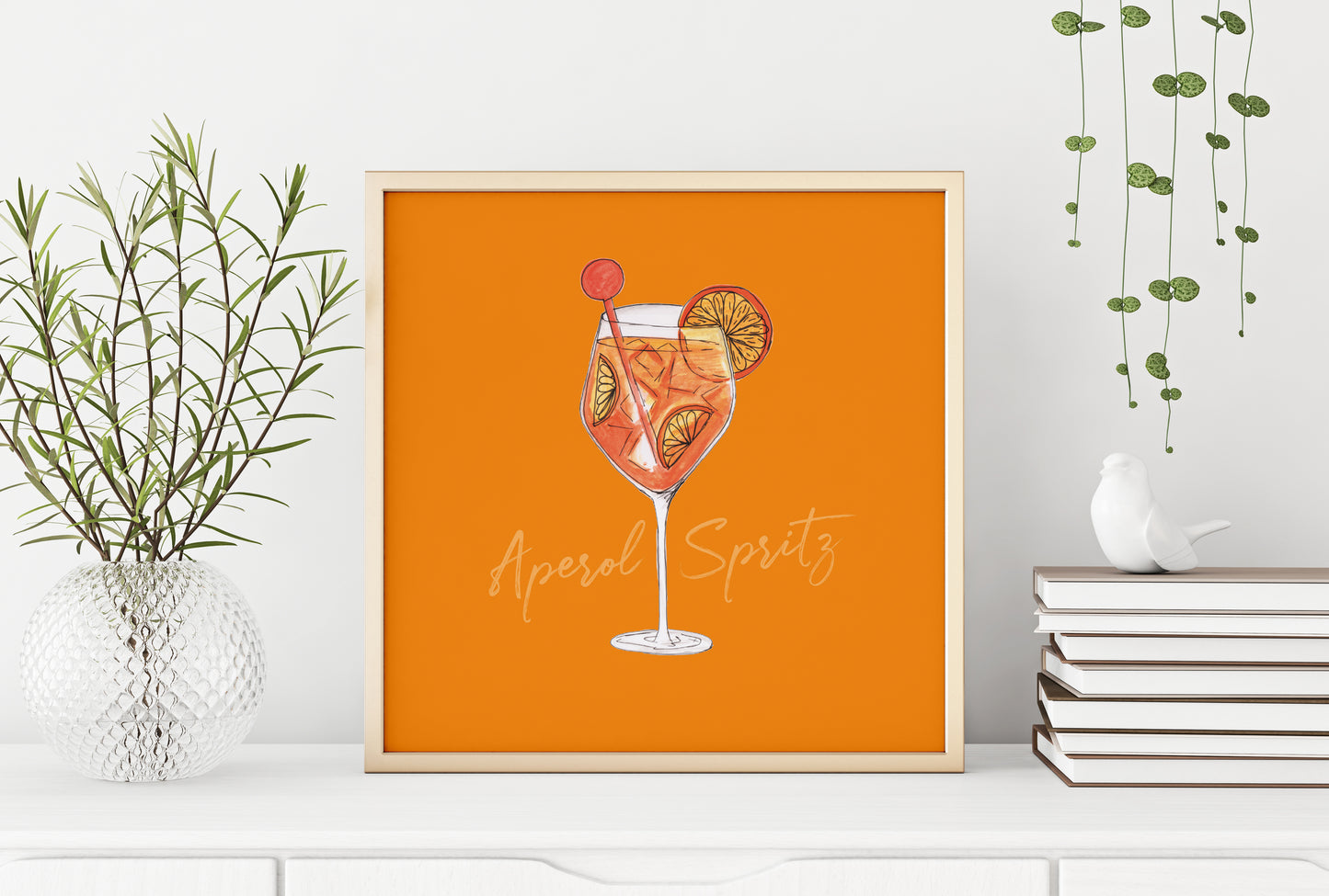 Aperol Spritz illustration square cocktail print