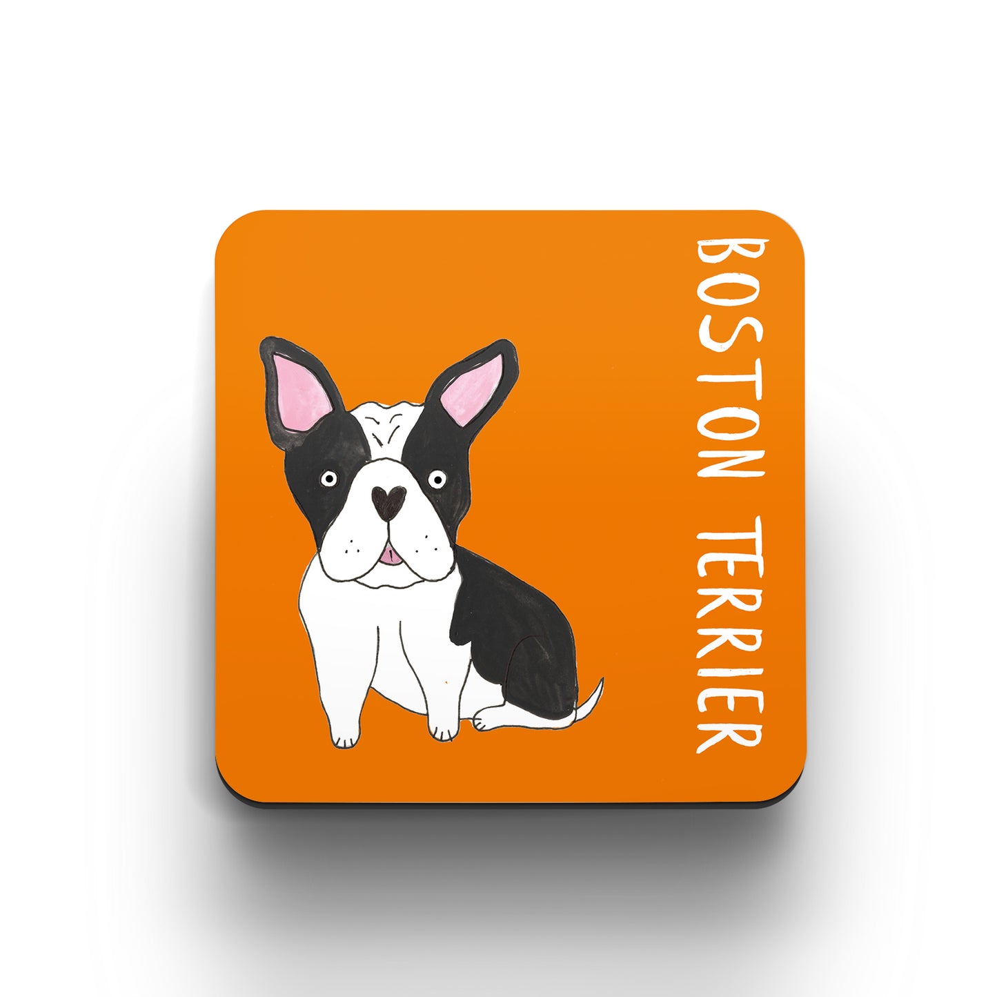 Illustrated Boston Terrier drinks coaster