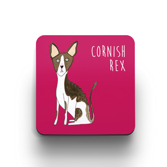 Illustrated Cornish Rex cat cute cat coaster