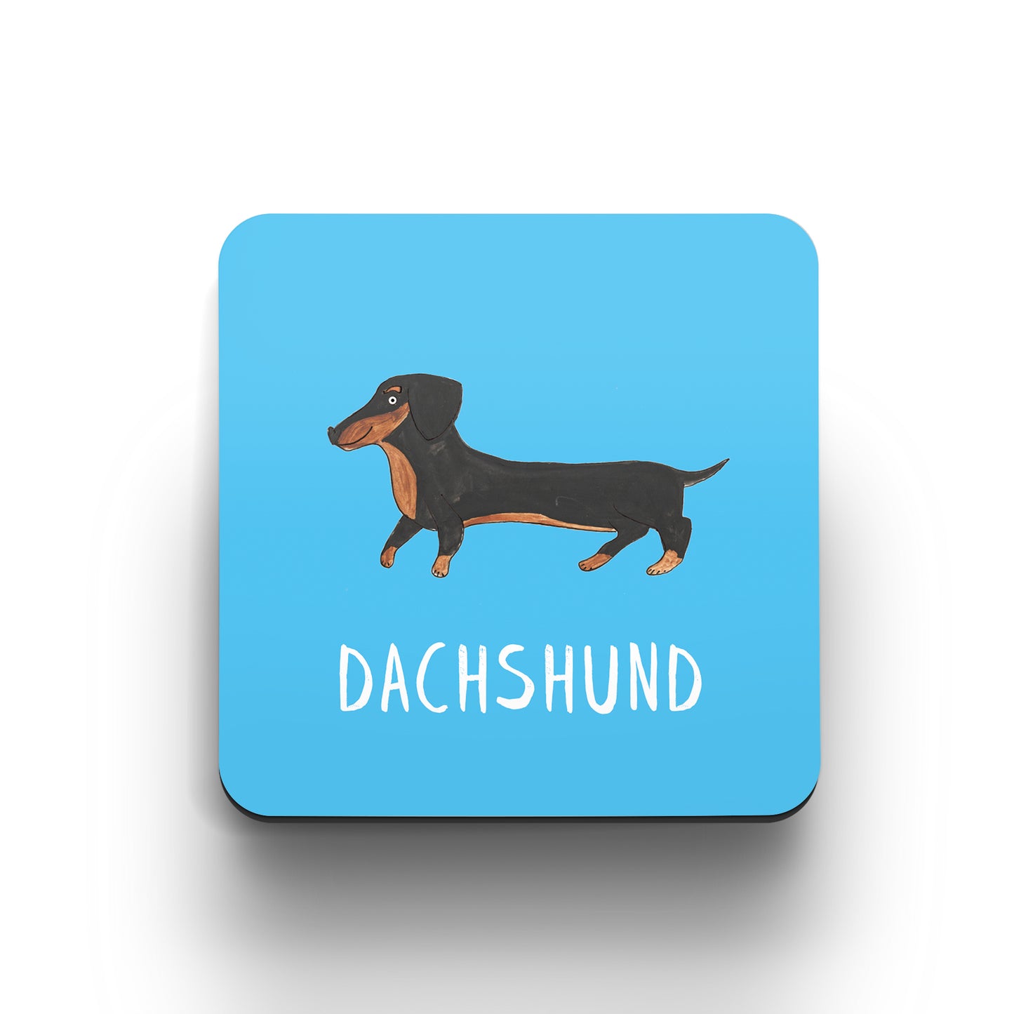 Illustrated Dachshund sausage dog drinks coaster