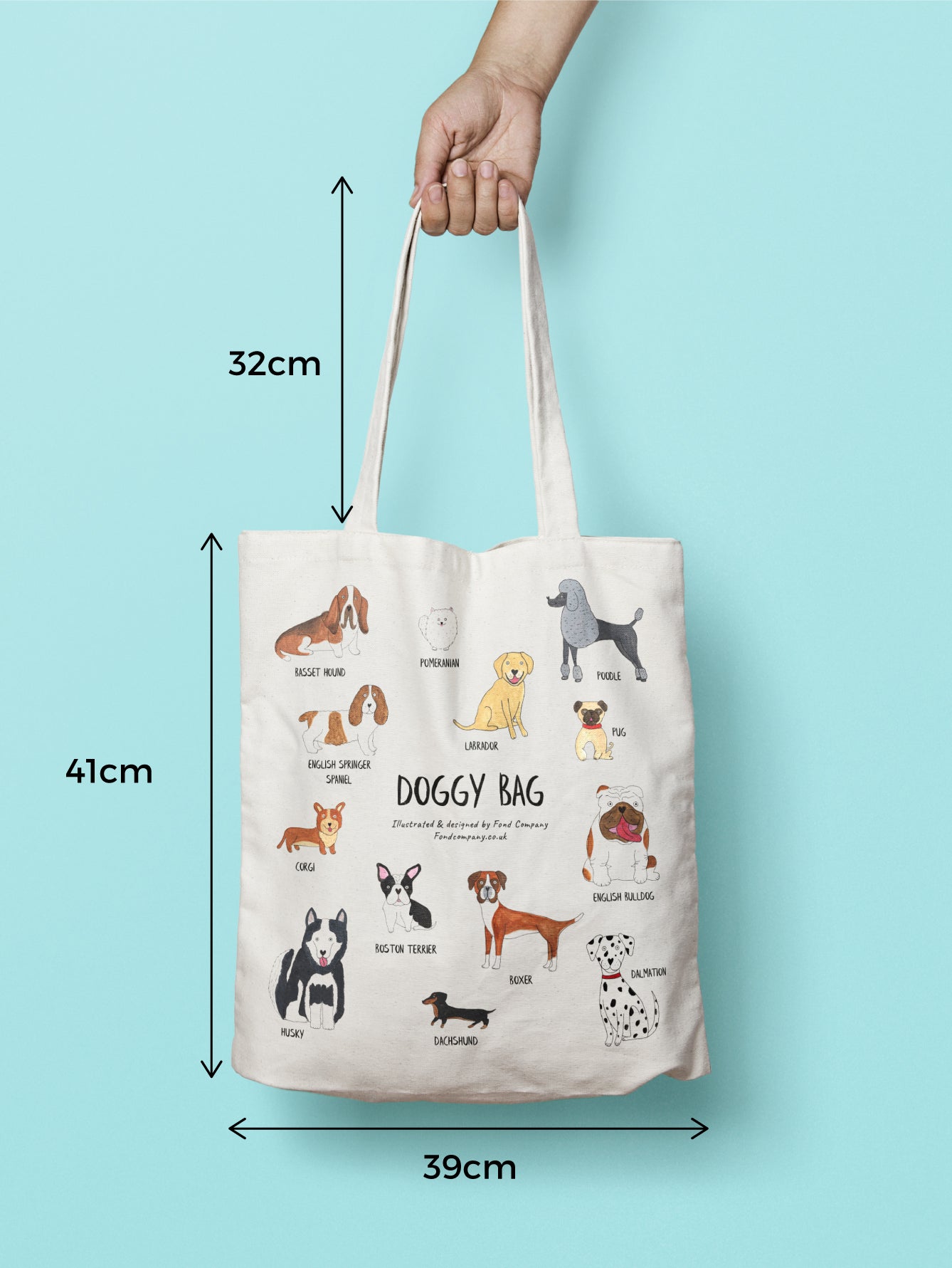 Doggy bag - illustrated Dog tote bag