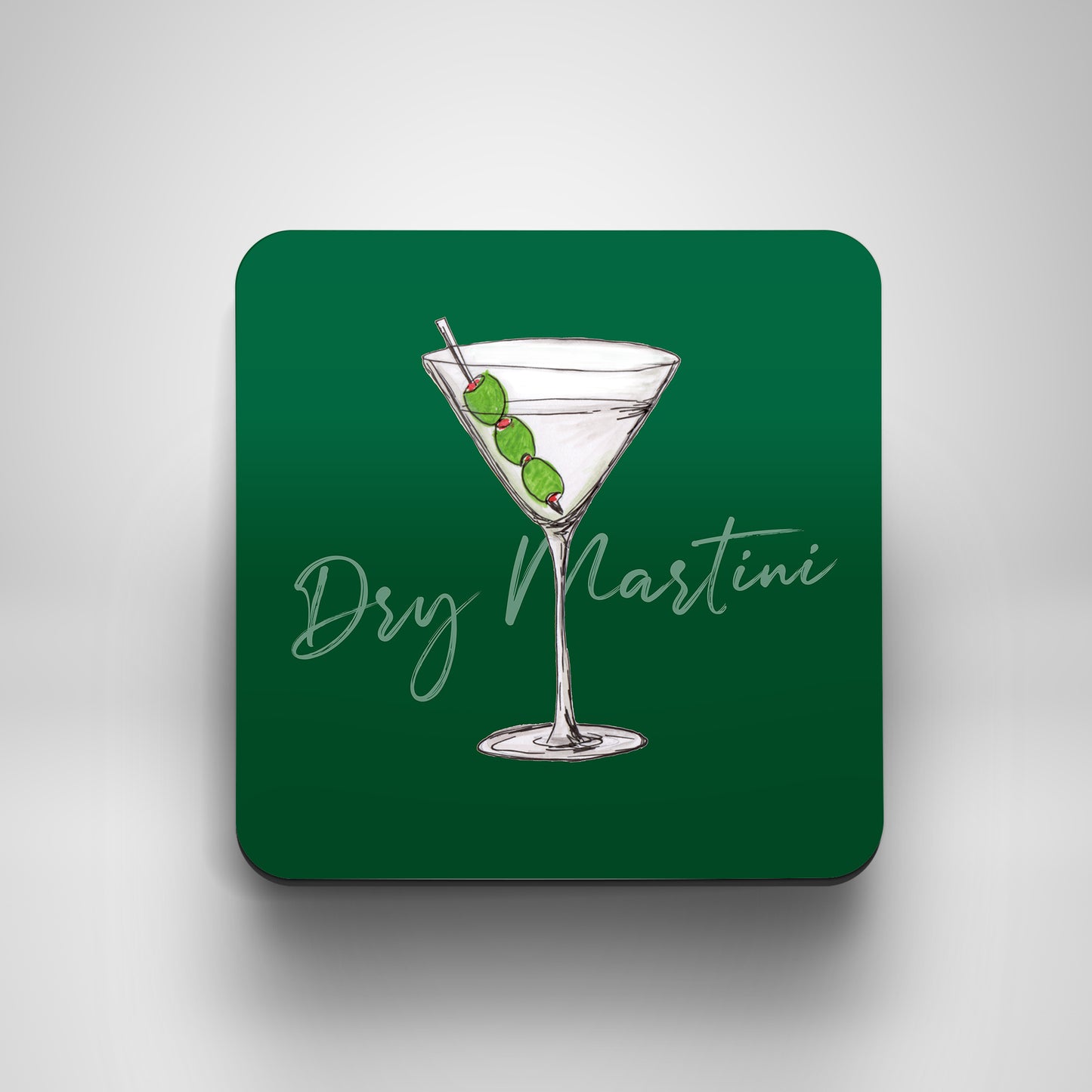 Dry Martini illustrated drinks coaster