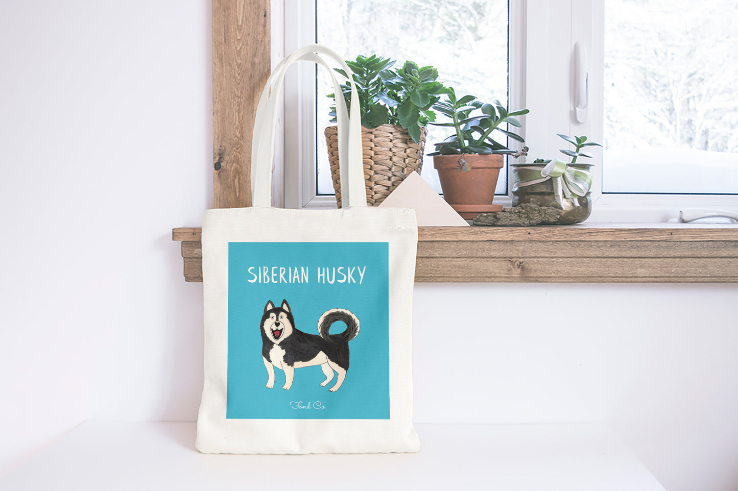 Illustrated Husky tote bag