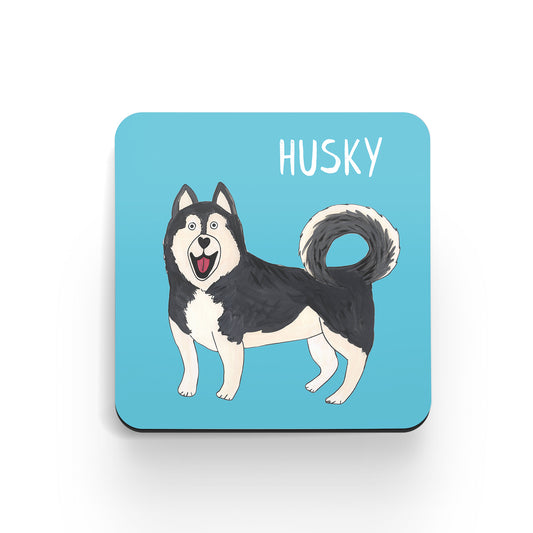 Illustrated Husky drinks coaster
