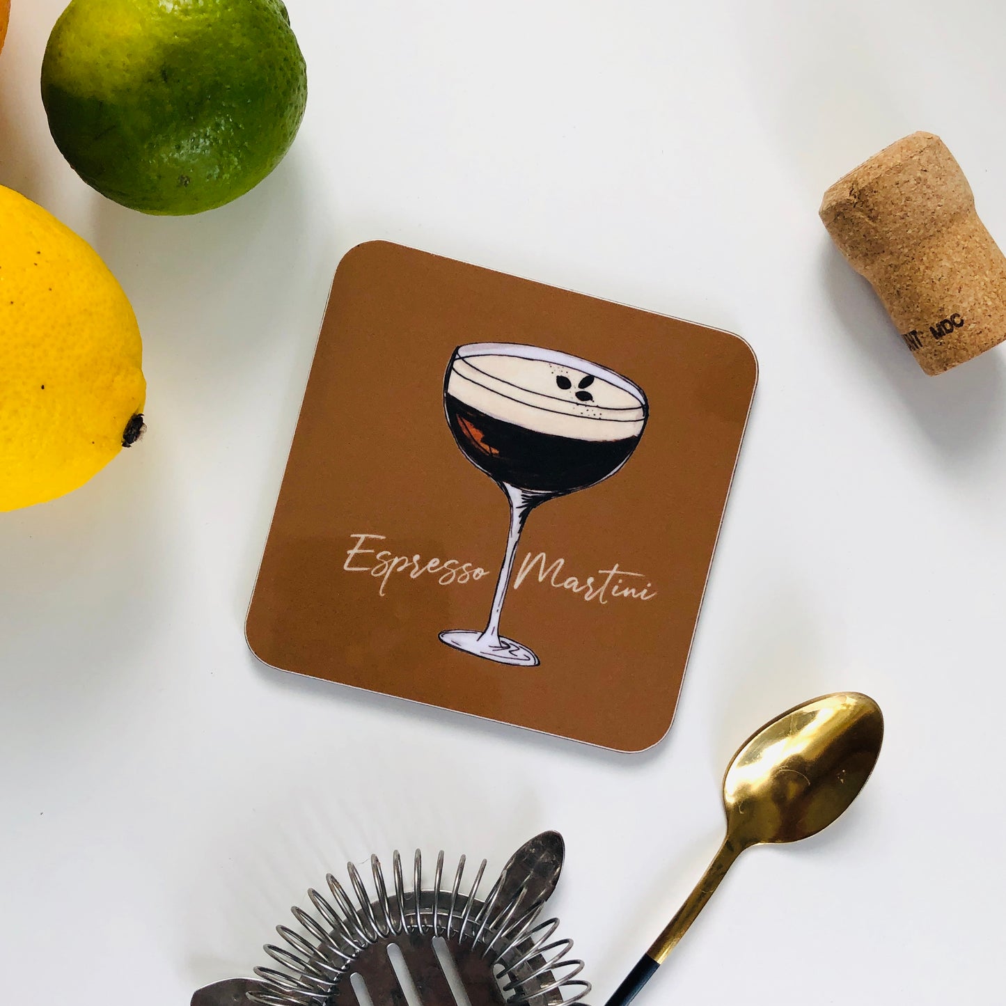 Espresso Martini illustrated drinks coaster