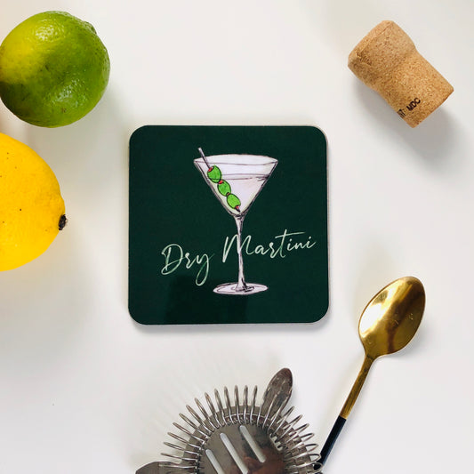 Dry Martini illustrated drinks coaster