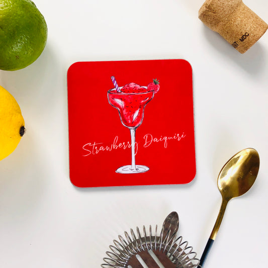 Strawberry Daiquiri illustrated drinks coaster
