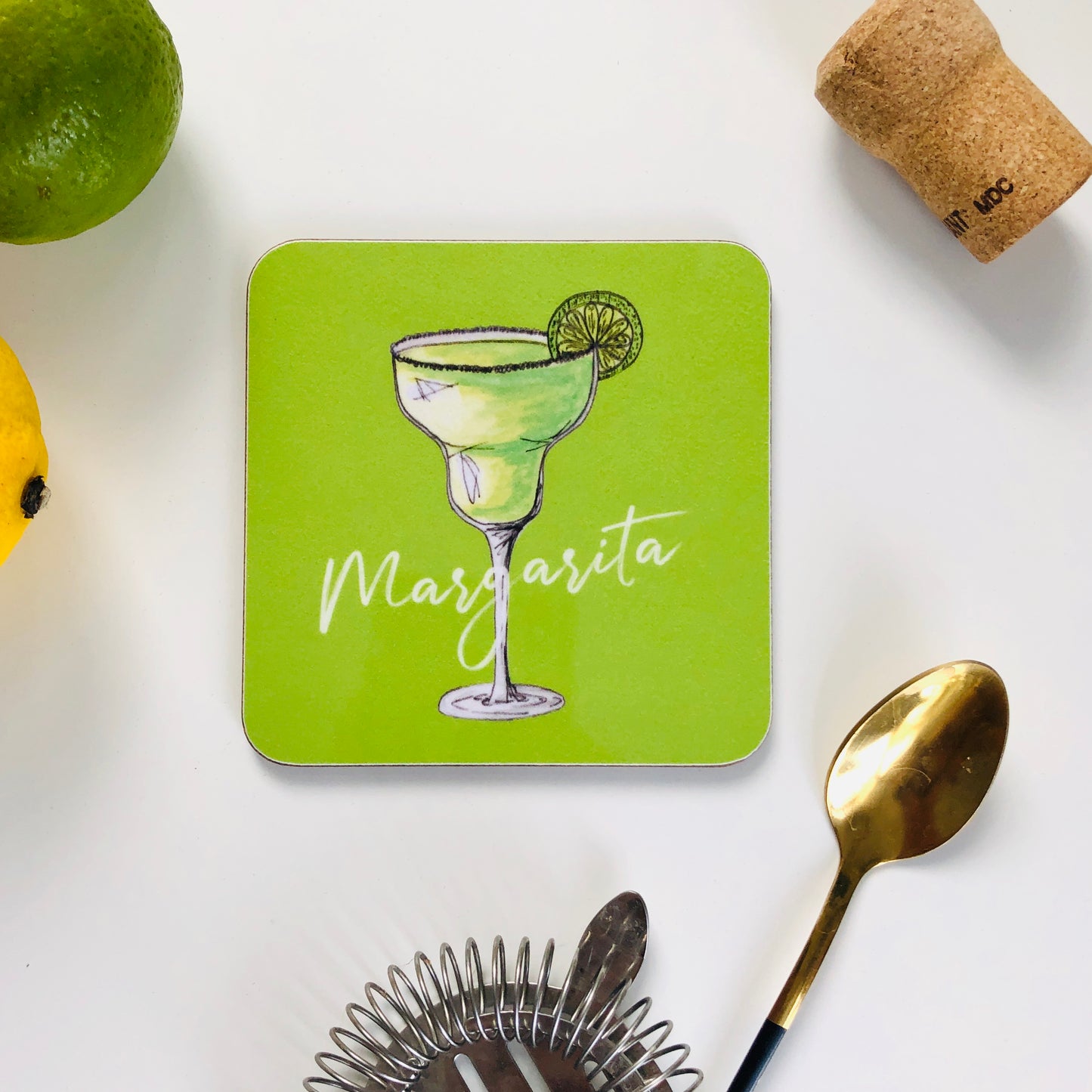 Margarita illustrated drinks coaster