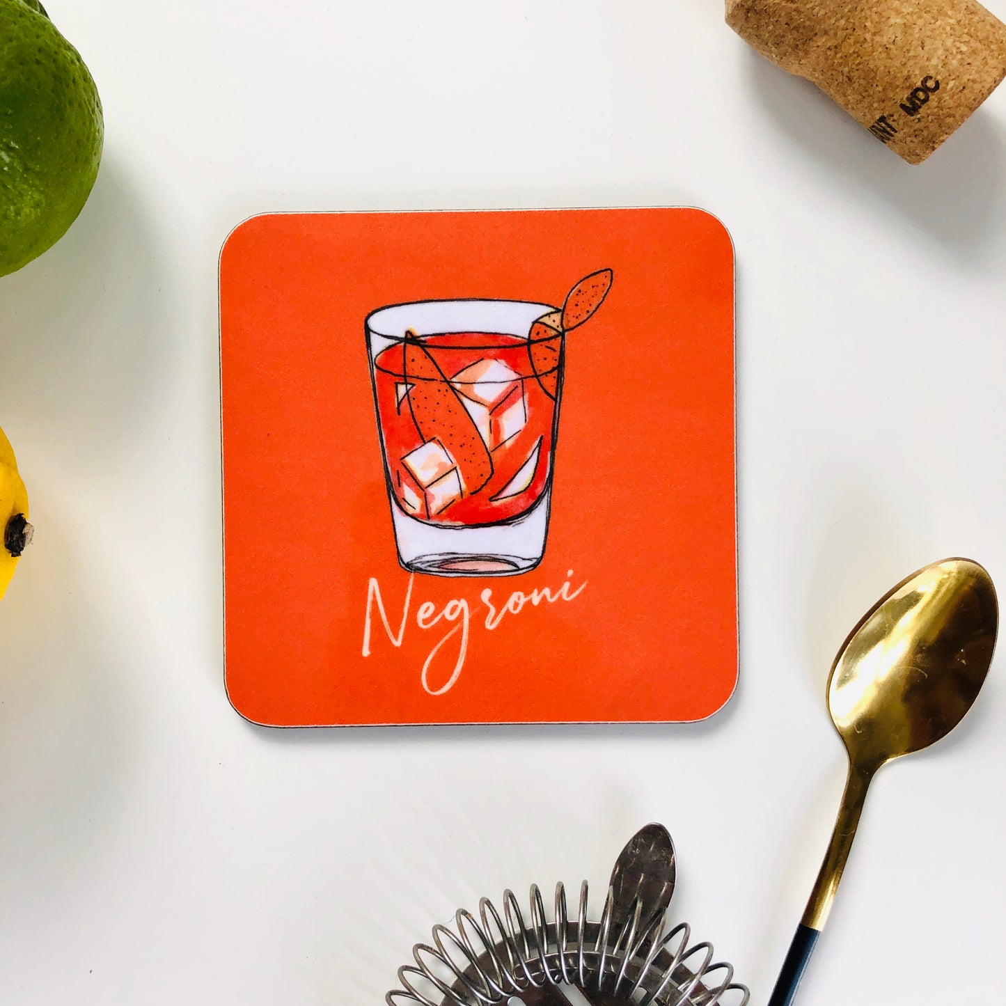 Negroni illustrated drinks coaster