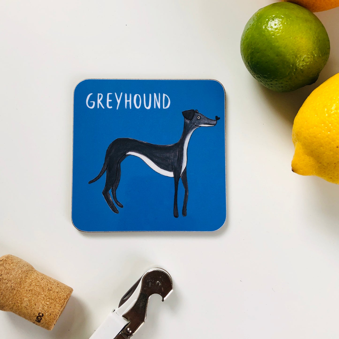 Illustrated Greyhound drinks coaster