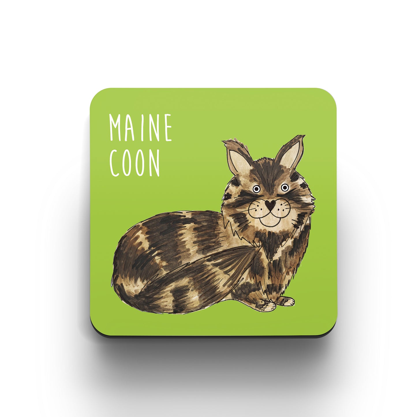Illustrated Maine Coon cat cute cat coaster