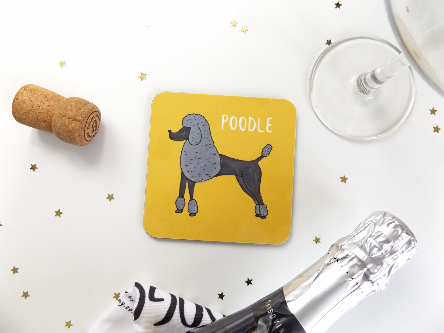 Illustrated Poodle drinks coaster