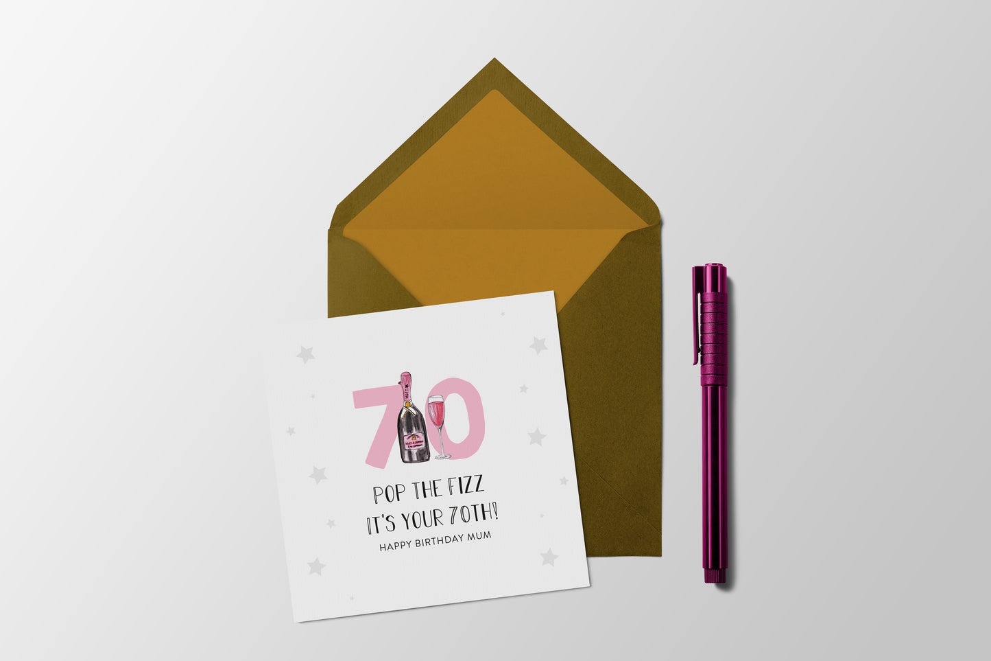 Pop the fizz it's your 70th - 70th Birthday card for Mum