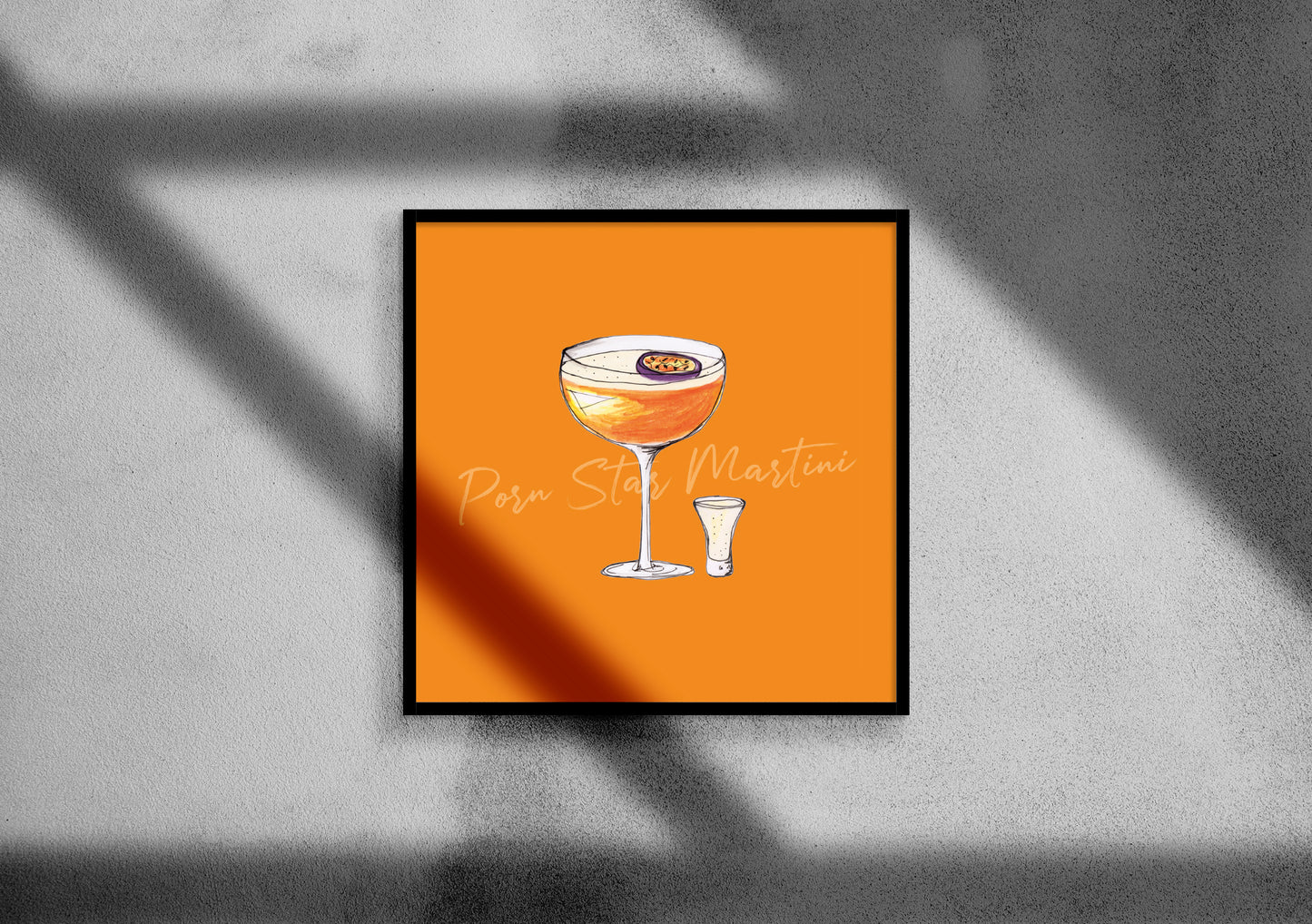 Porn Star Martini illustration square cocktail print