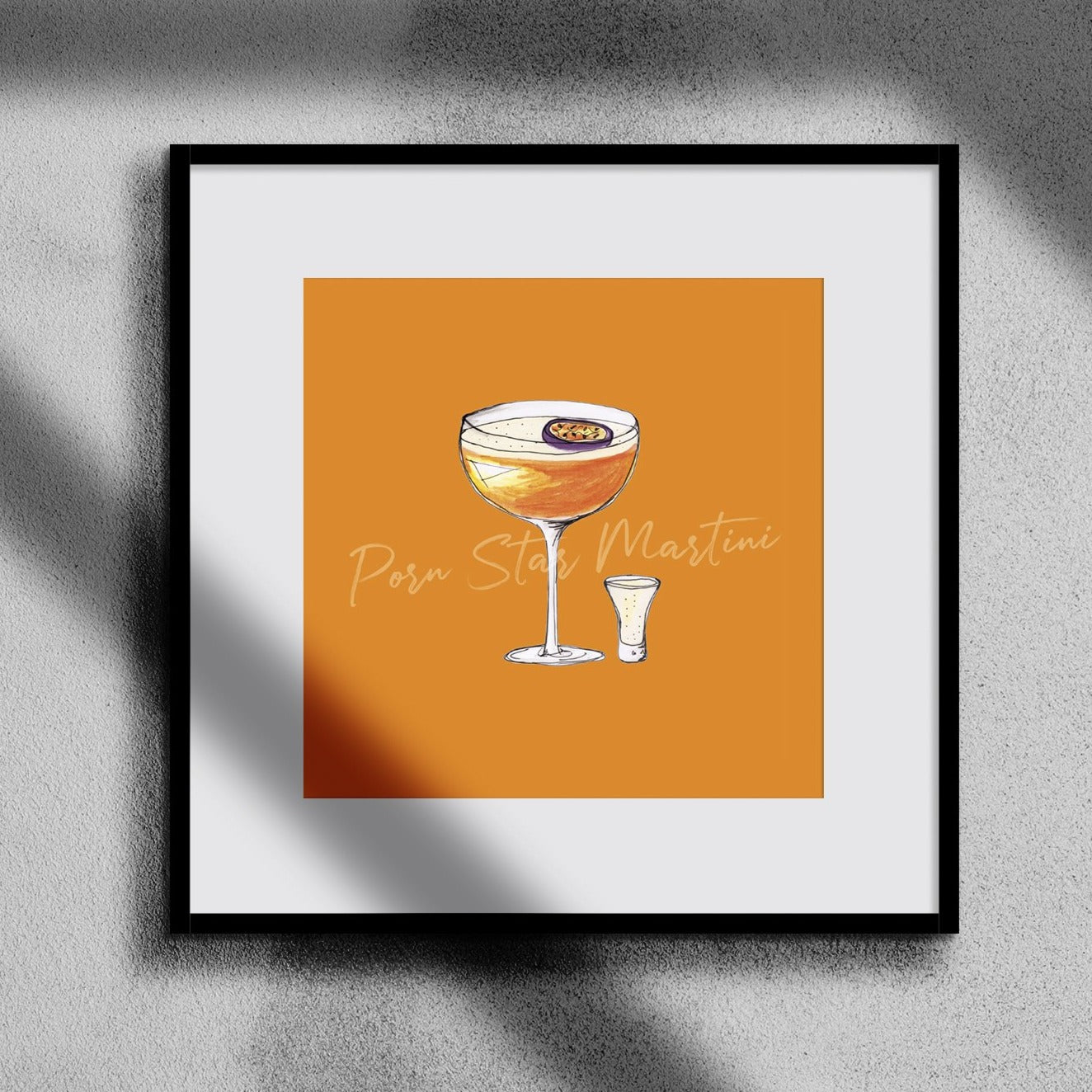 Porn Star Martini illustration square cocktail print