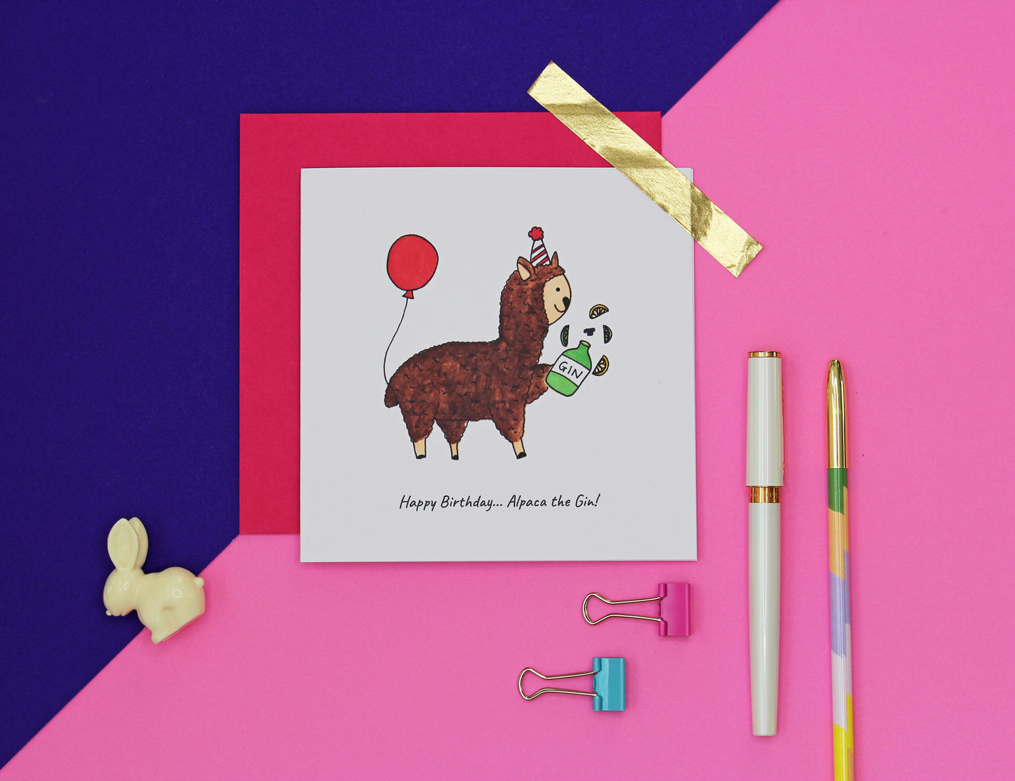 Alpaca the gin funny Birthday card