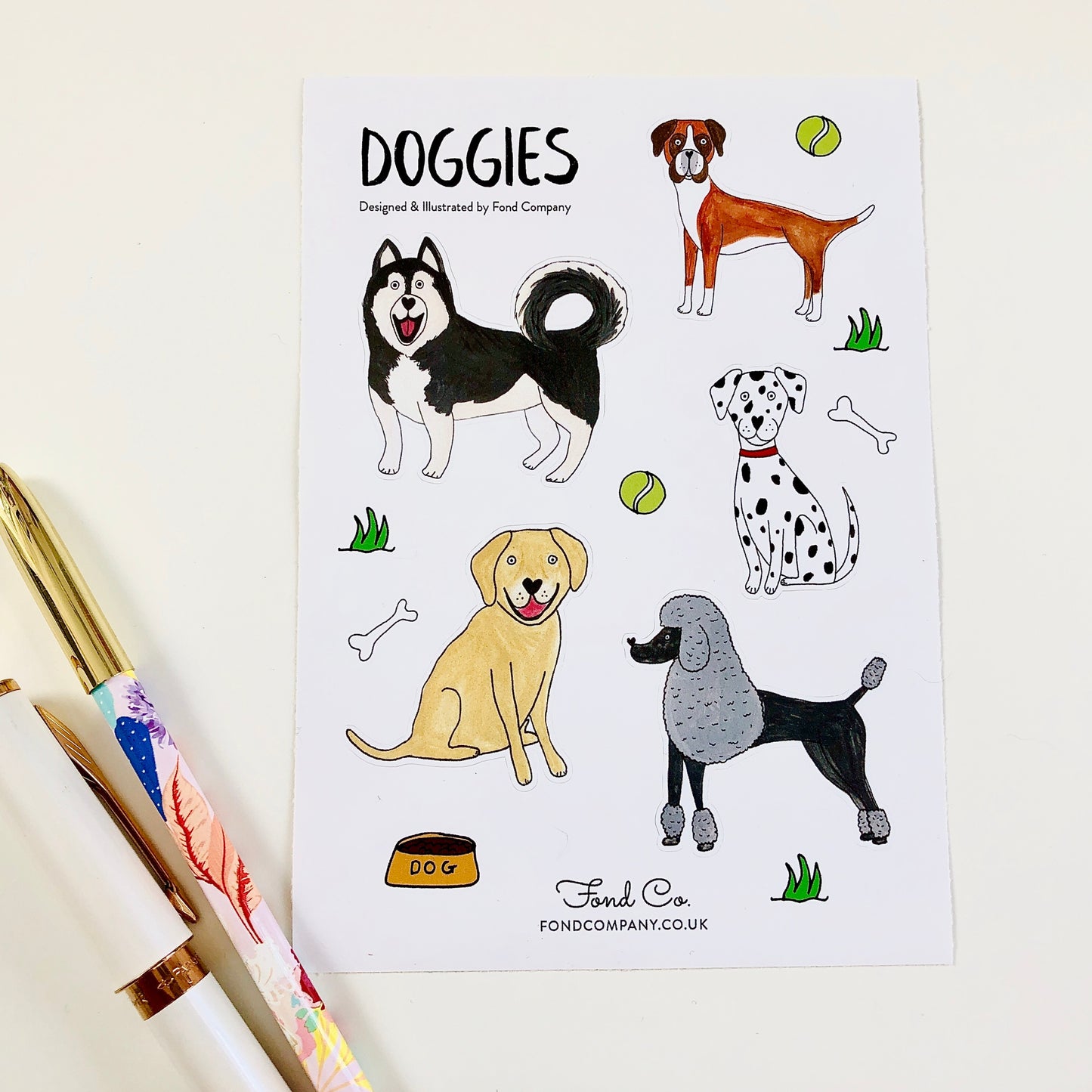 A6 illustrated dogs sticker sheet