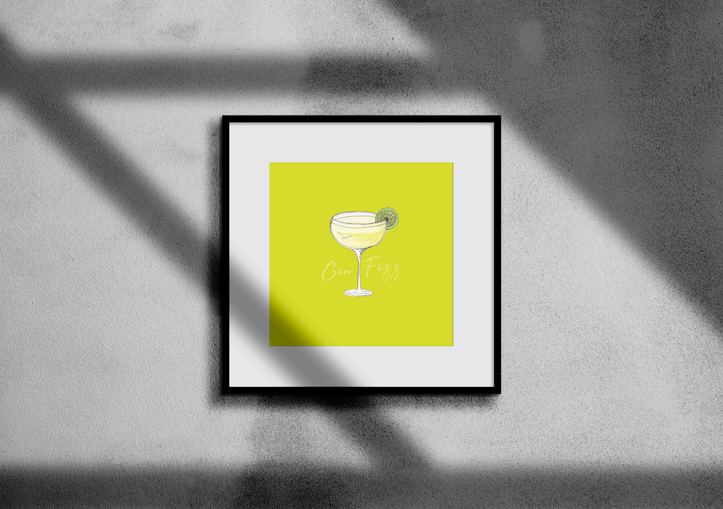 Gin Fizz cocktail illustration square cocktail print