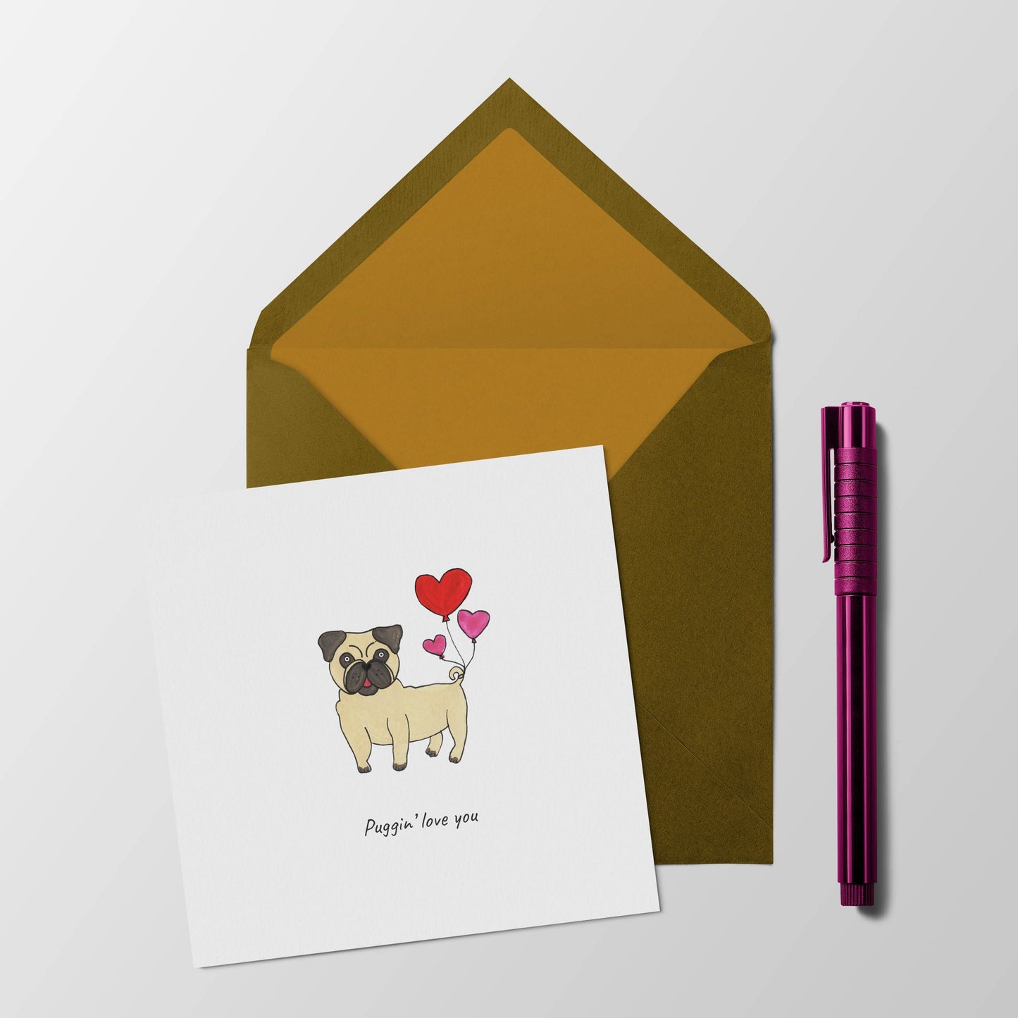 Puggin' love you anniversary / valentines card