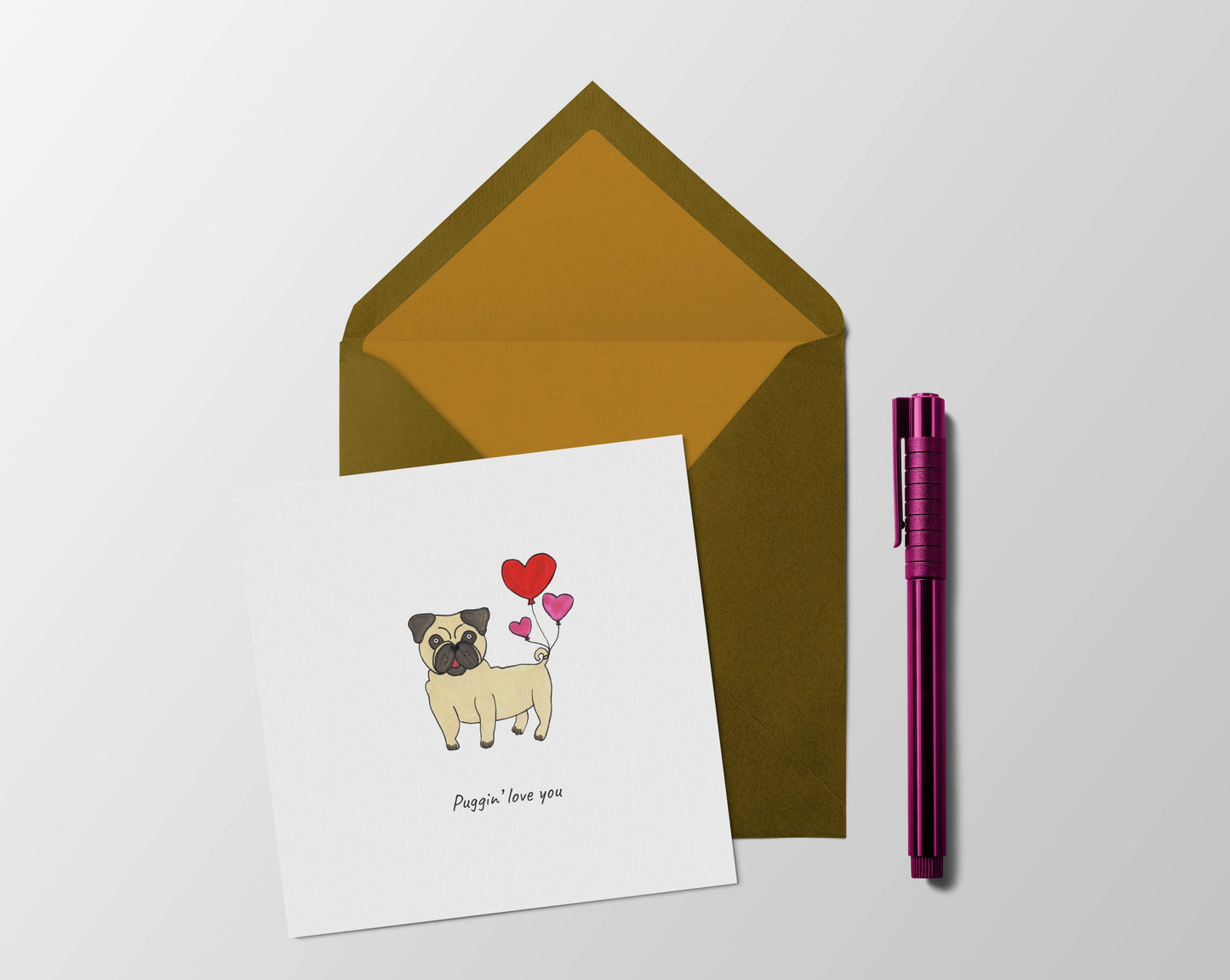 Puggin' love you anniversary / valentines card