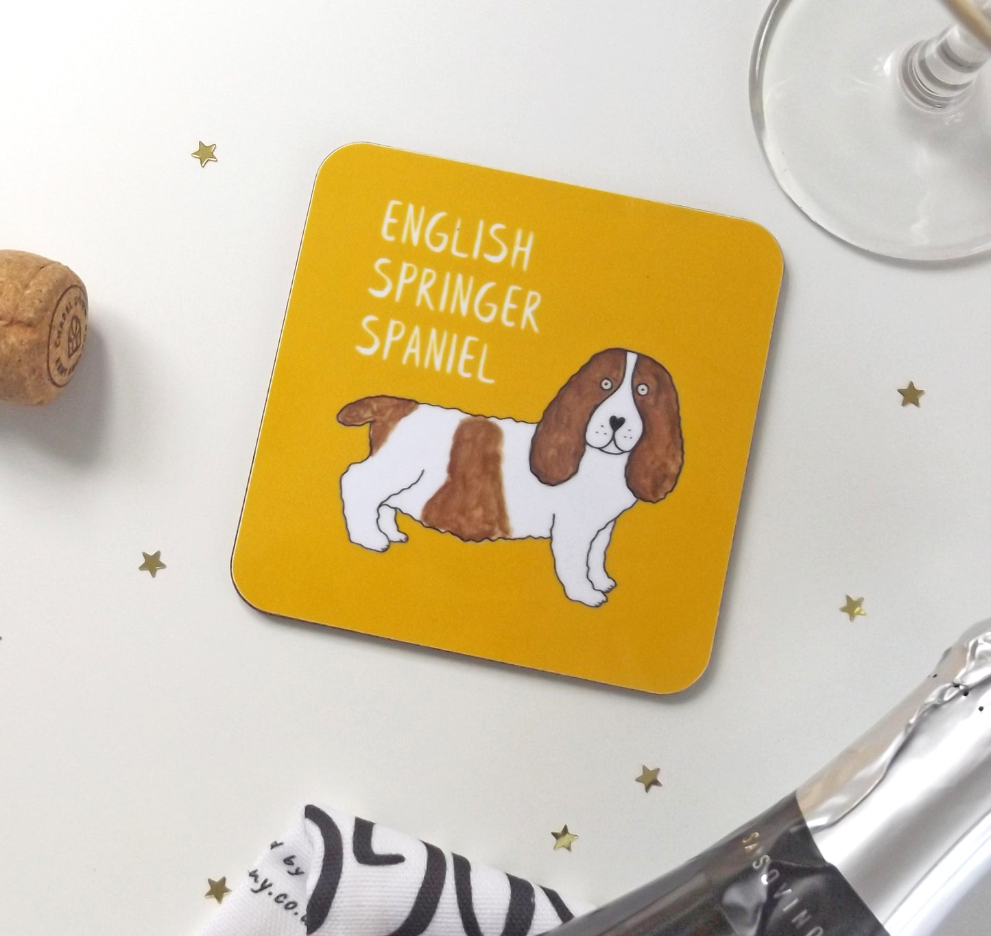 Illustrated English Springer Spaniel drinks coaster